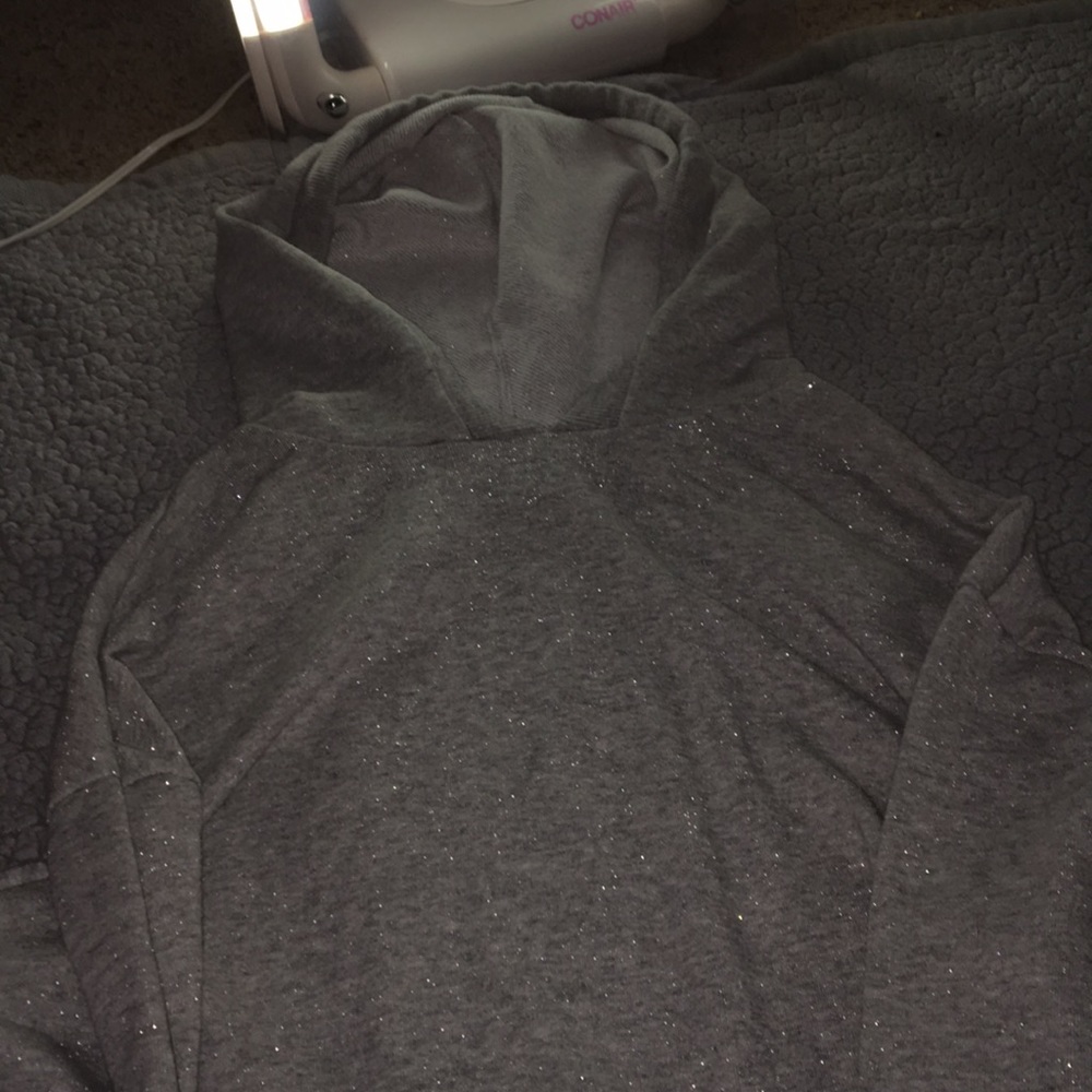 Sparkly grey hoodie, very soft, cropped
